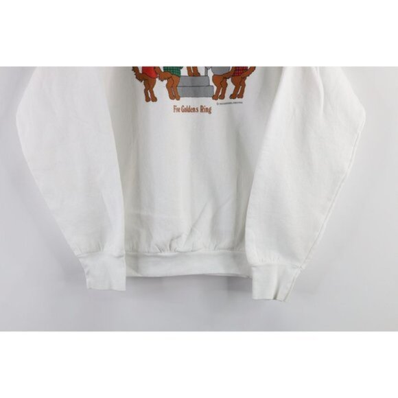 Vintage 90s Streetwear Mens Large Five Goldens Ring Dog Christmas Sweatshirt USA - Picture 3 of 7